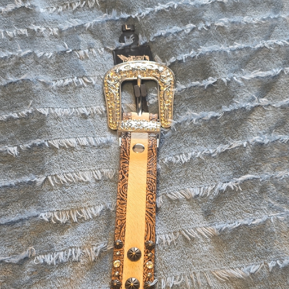LG Gold and Tan Embellished Belt